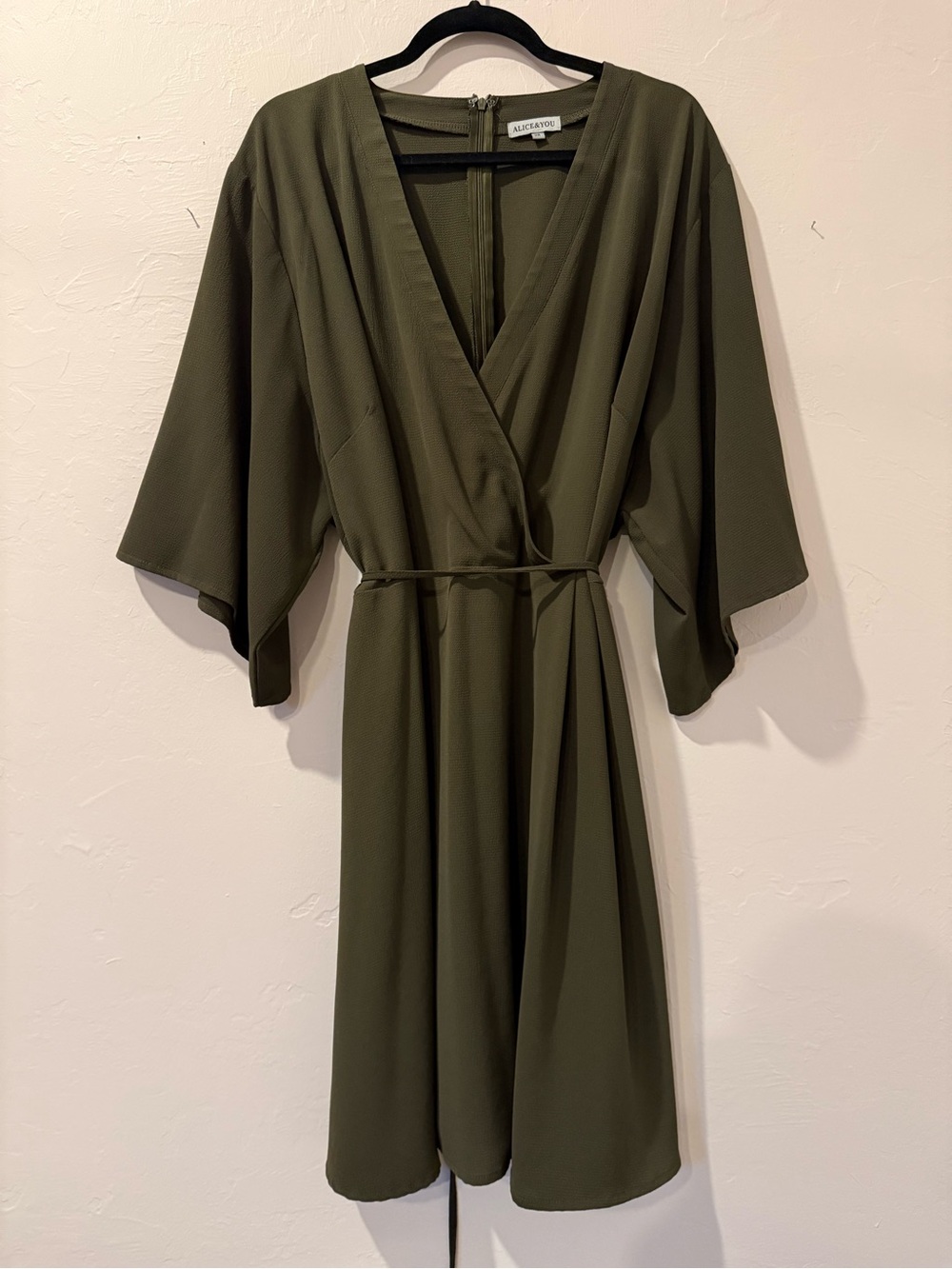 Alice & You Olive Green Kimono Wrap Dress